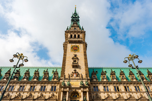 part of famous Hamburg town hall in the old heart of the city