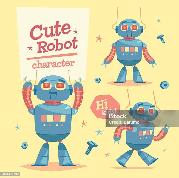 Comic Roboter Charakter Stock Vektor Art und mehr Bilder von Kind