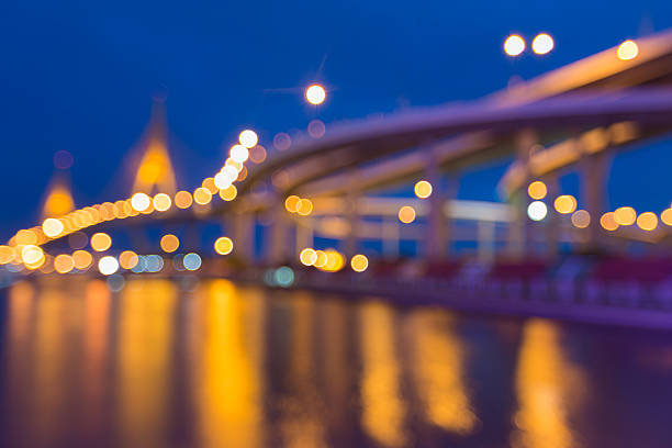 istock Abstract blurred bokeh light of cross intersection highway 483404762
