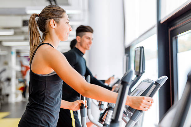 istock Beautiful fit young woman working out on a stepper 483407318