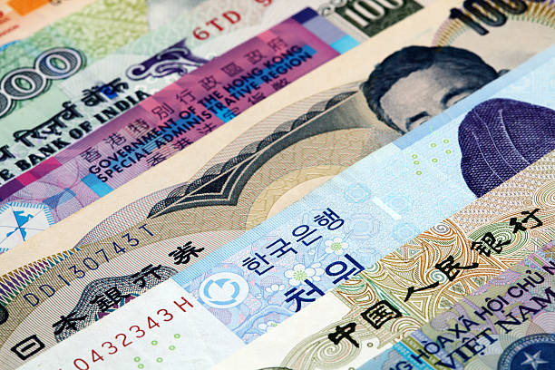 Various Asian currency stock photo