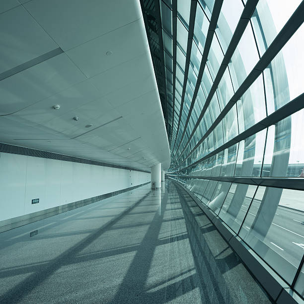 istock Modern building with curving roof and glass steel column 483410138
