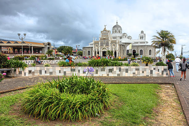 Cartago, Costa Rica - January 25, 2015: Our Lady of the Angels Basilica (Basilica de Nuestra Senora de los Angeles) in Cartago, Costa Rica is the most important religious site in the country and a pilgrimage site.