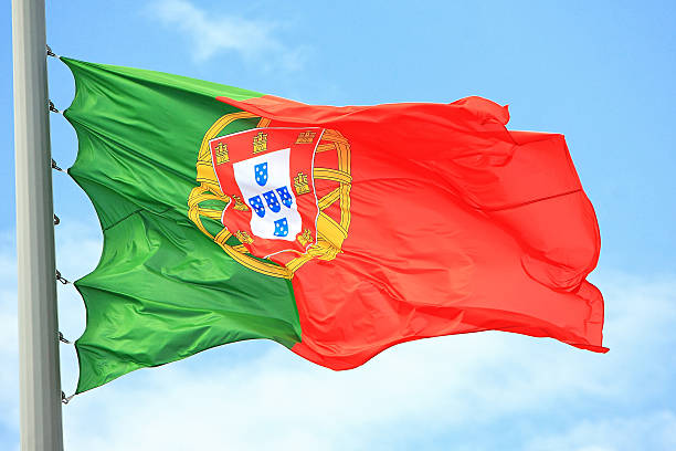 Flag of Portugal against the sky