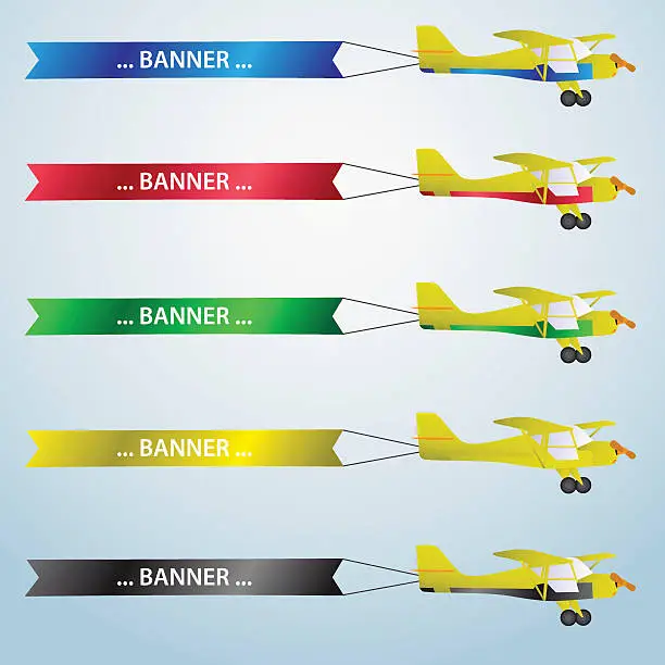 Vector illustration of various colors vector small airplane with banner eps10