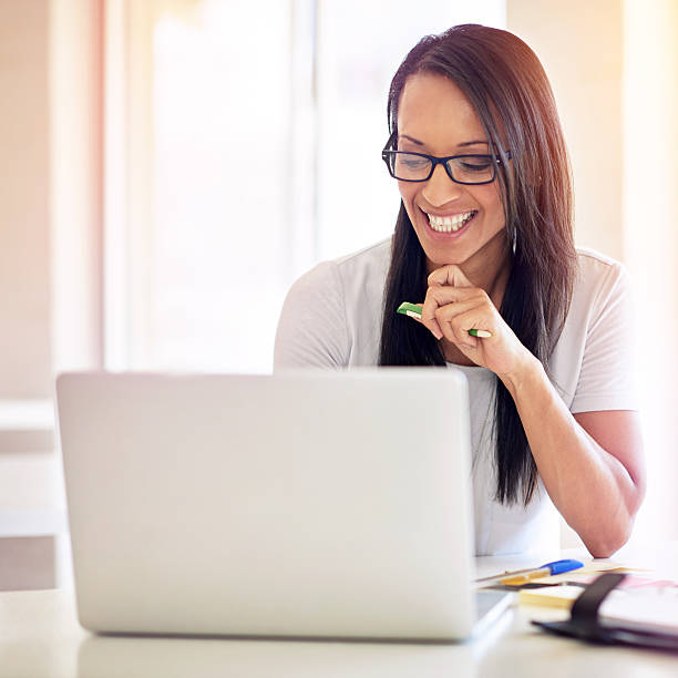 istock Making sure her online business is always up to date 483416278