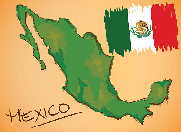ilustrações de stock, clip art, desenhos animados e ícones de méxico mapa e bandeira nacional vector - the americas latin american and hispanic ethnicity map latin america