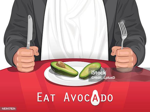 Man Eating Avocado Stock Illustration - Download Image Now - Baby Bib, Adult, Men