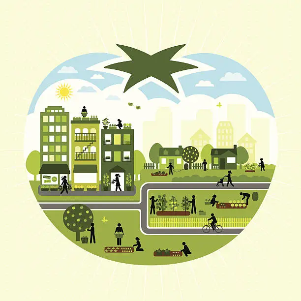 Vector illustration of Urban Agriculture Community
