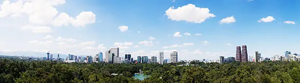 Panorama of Mexico city over Chapultepec park