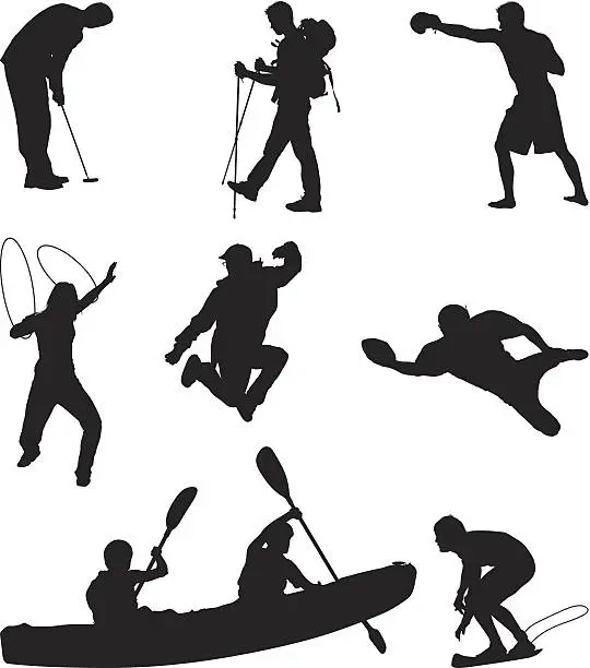 Vector illustration of People doing multiple sports