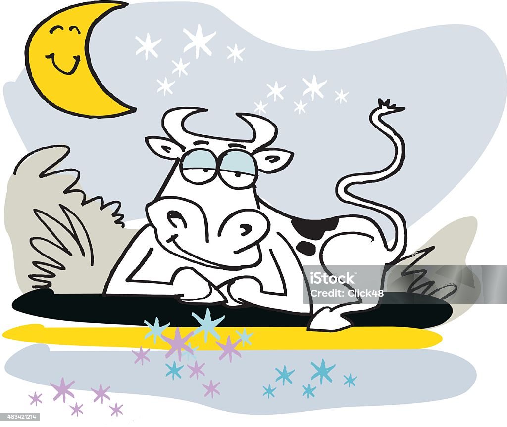 Ilustración de Vector De Dibujos Animados De Sleepy Vaca En El Campo En La  Noche y más Vectores Libres de Derechos de Ganado domesticado - iStock