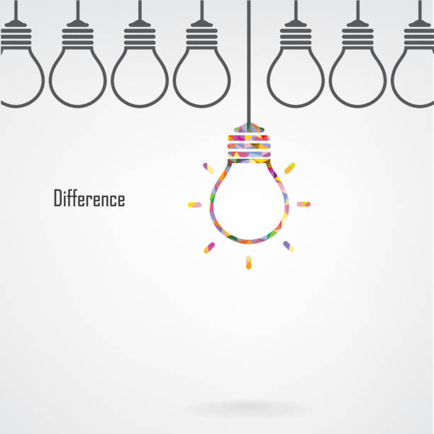 illustrations, cliparts, dessins animés et icônes de ampoule créatif idée concept et à la différence - business leadership backgrounds light bulb