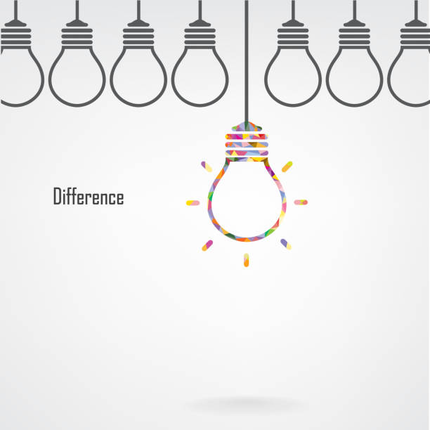 Creative light bulb idea and difference concept Creative light bulb Idea concept background design for poster flyer cover brochure ,business idea ,abstract background.vector illustration contains gradient mesh standing out from the crowd stock illustrations