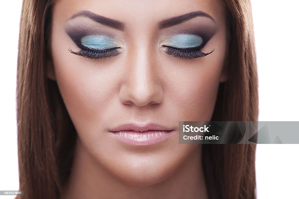 beauty fashion make-up Female eyes with blue beauty fashion make-up Adult Stock Photo