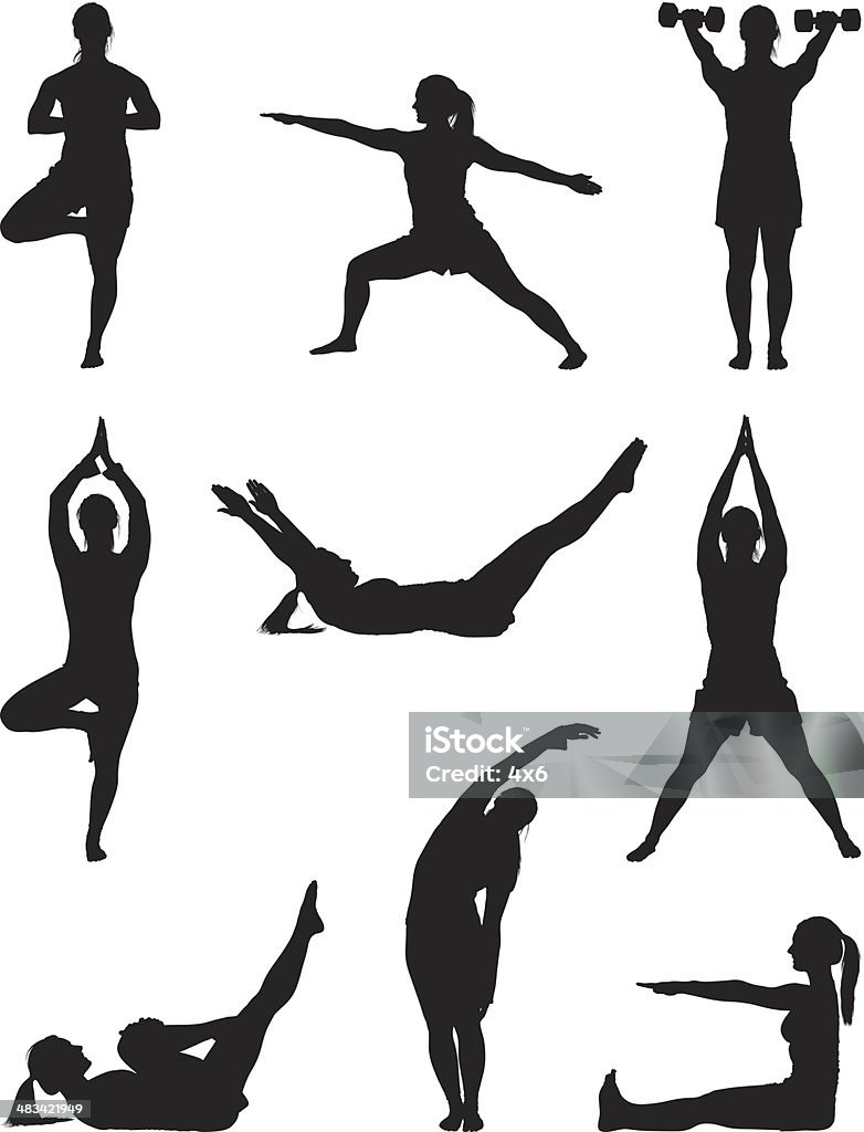 Fitness woman doing yoga workout Fitness woman doing yoga workouthttp://www.twodozendesign.info/i/1.png Women stock vector