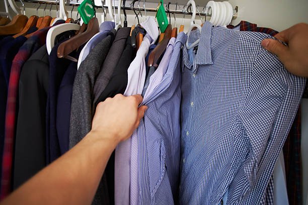 istock Point Of View Image Of Man Choosing Clothes From Wardrobe 483421982