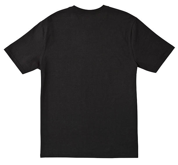 Blank BACK of Black T-Shirt with Clipping Path. Back of a clean Black T-Shirt just waiting for you to add your own logo, Graphics or words. Clipping Path. Single shirt - about 10" x 10". blank t shirt stock pictures, royalty-free photos & images