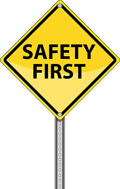 Yellow Road Sign | Safety First Yellow Road Sign  safety first stock illustrations