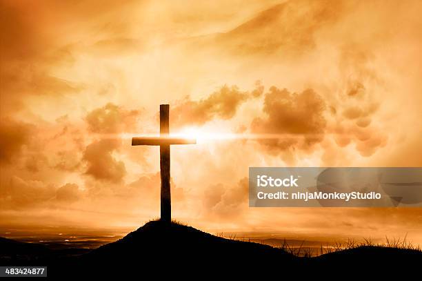 Bringing Life Out Of Darkness Stock Photo - Download Image Now - Religious Cross, Cross Shape, Sunset