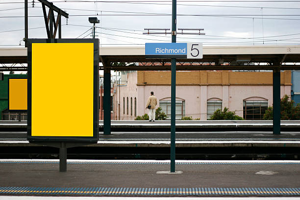Advertising mockup background Advertising at train station, useful for mocking up ads.  Clipping paths in largest file size. railroad station platform stock pictures, royalty-free photos & images