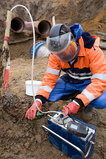 istock Taking samples of the soil, environmental research. 483425837