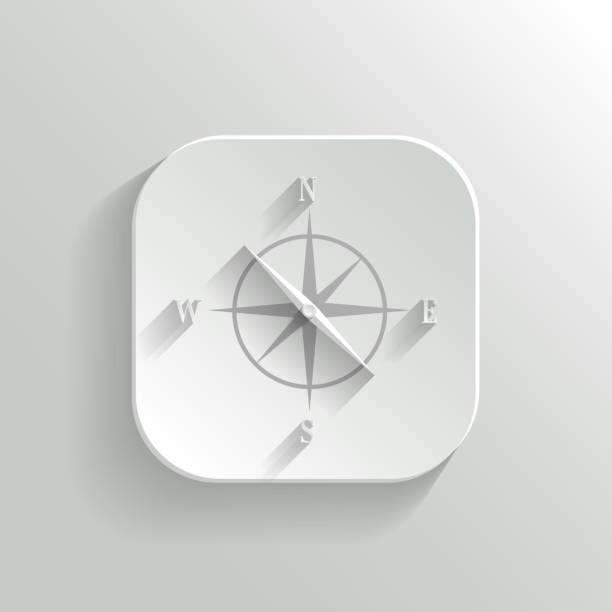 illustrations, cliparts, dessins animés et icônes de icône de vecteur blanc rose des vents-application bouton - drawing compass compass rose direction sea