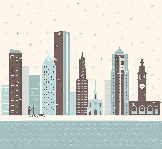 Vector illustration of Winter in the City