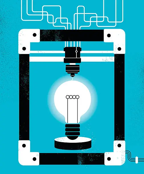 Vector illustration of 3D Printer Create Ideas