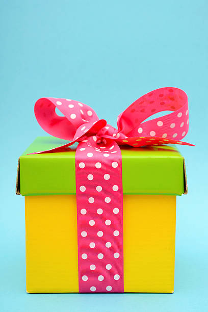 istock Bright color yellow and green gift box 483435158