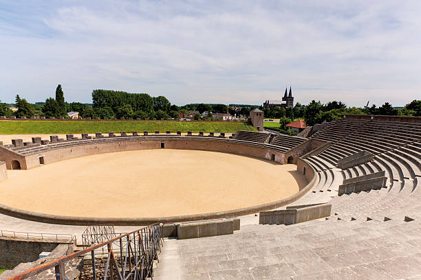 North Rhine-Westphalia,Reconstruction of amphitheater stock photo
