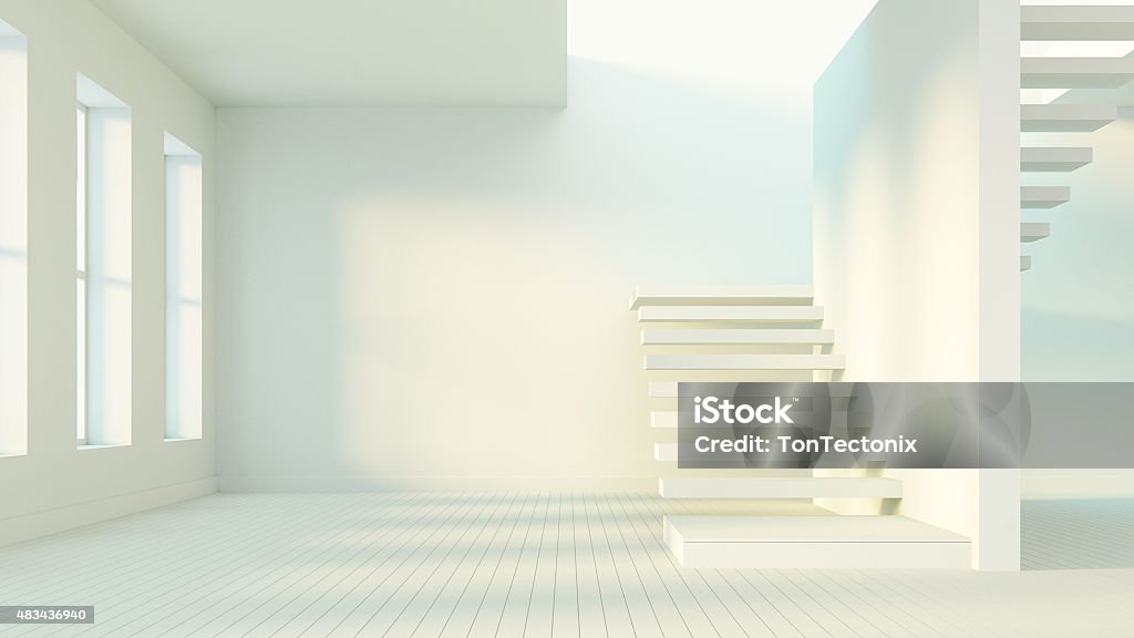 Simple of Stairs Simple of Stairs / 3D render image Domestic Room Stock Photo