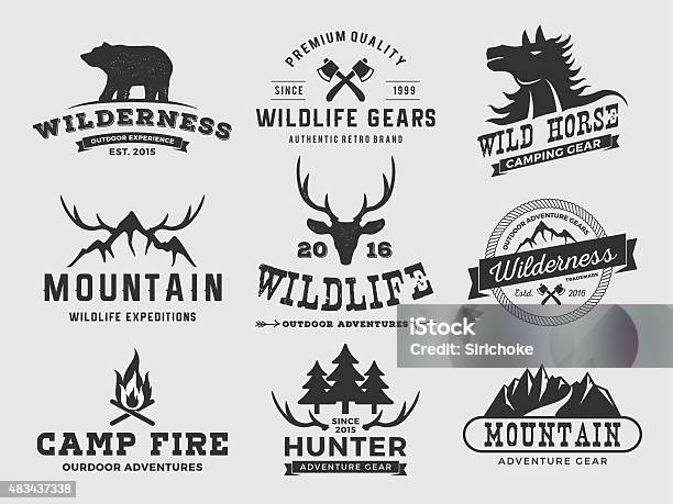 Set Of Outdoor Wilderness Adventure And Mountain Badge Logo Stock Illustration - Download Image Now
