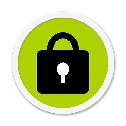 Modern isolated green Button with symbol showing lock