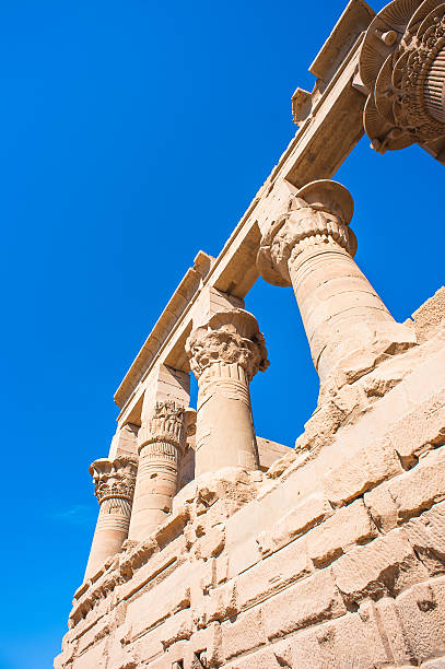 Details of a column of Kiosk of Qertassi at new Kalabsha island at Aswan, Egypt. It was originally located 50 Km south of Aswan and relocated after the Aswan High Dam was built