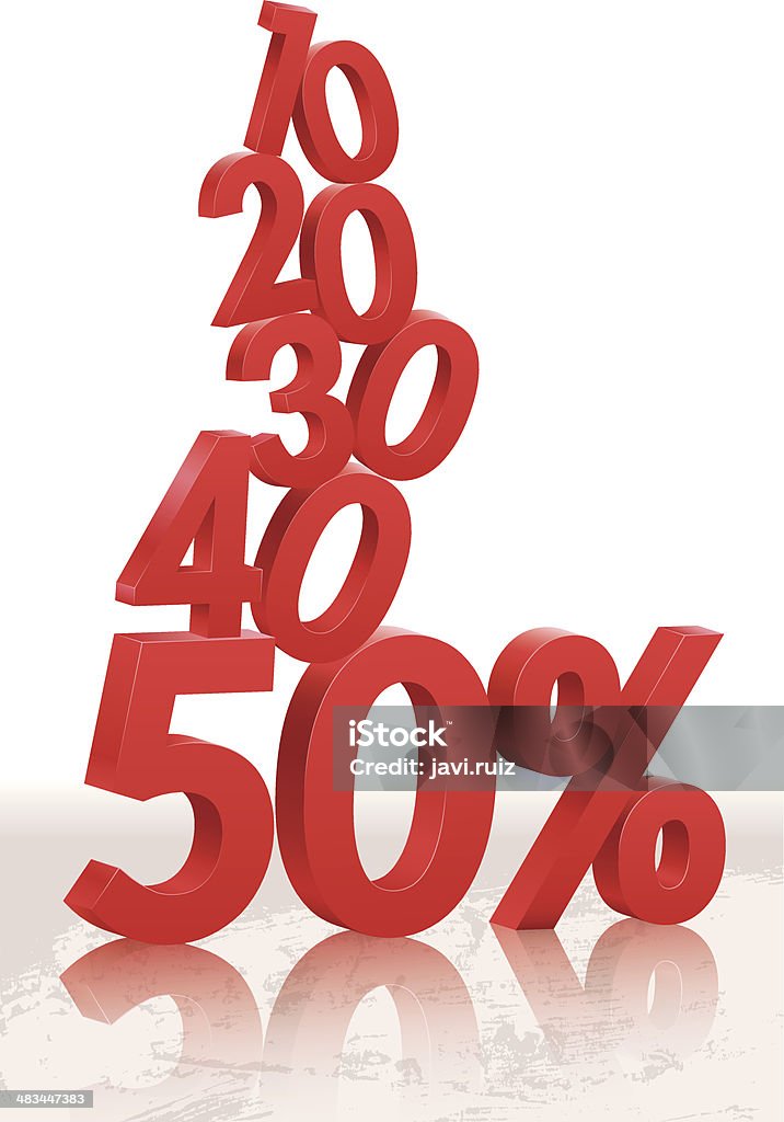 10, 20, 50% with reflection Poster to advertise sales. EPS10 Illustration (file with opacity masks). Advertisement stock vector