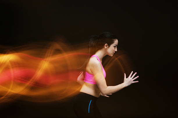 istock Multiple Exposure - Sports woman running 483447494