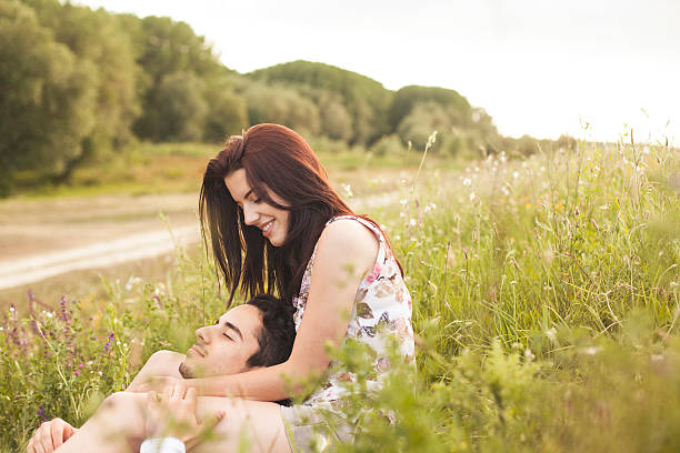 istock Romantic couple in wheat field 483447832