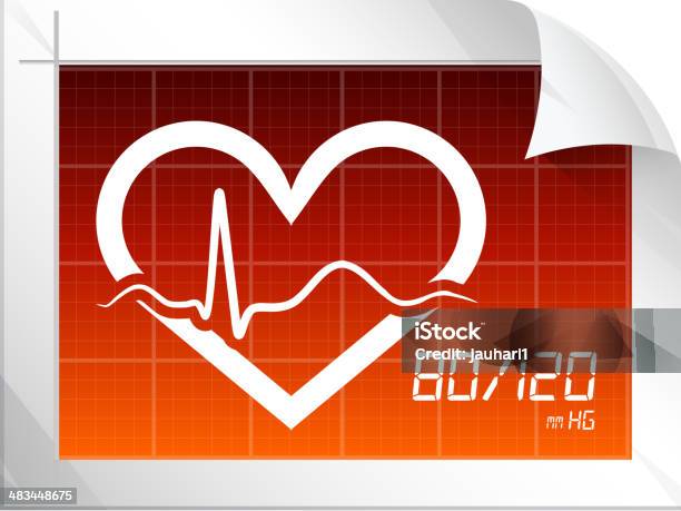 Simbolo Cuore Ecg - Immagini vettoriali stock e altre immagini di Cartella clinica - Cartella clinica, Clip art, Cuore umano