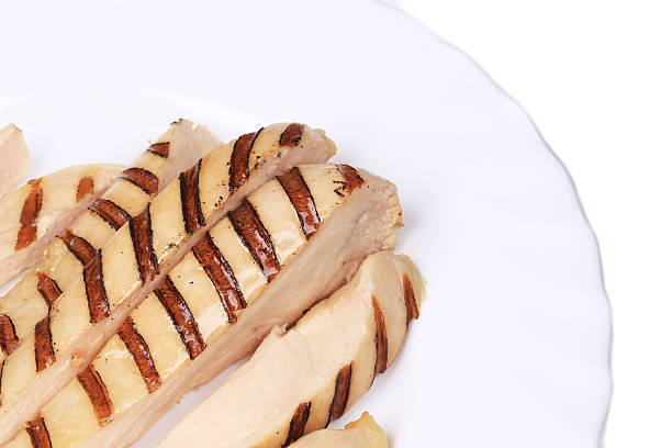 istock Slices of grilled chicken breast. 483448943