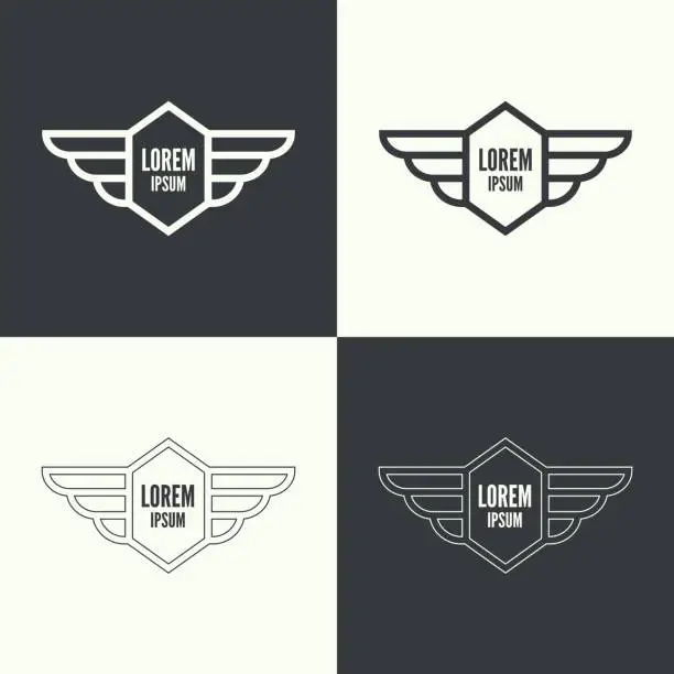 Vector illustration of Badge with wings