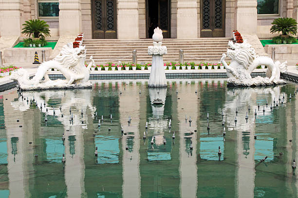 istock architectural sculpture in the pond in a park, Beijing 483449173