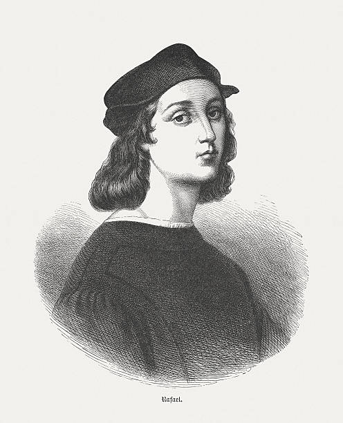 ilustrações de stock, clip art, desenhos animados e ícones de raphaël (italiano pintor, 1483-1520), auto-retrato, publicada em 1878 - florence italy