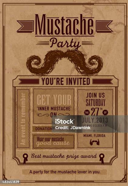 Schnurrbart Party Feier Einladung Designvorlage Stock Vektor Art und mehr Bilder von Movember - Movember, Altertümlich, Design