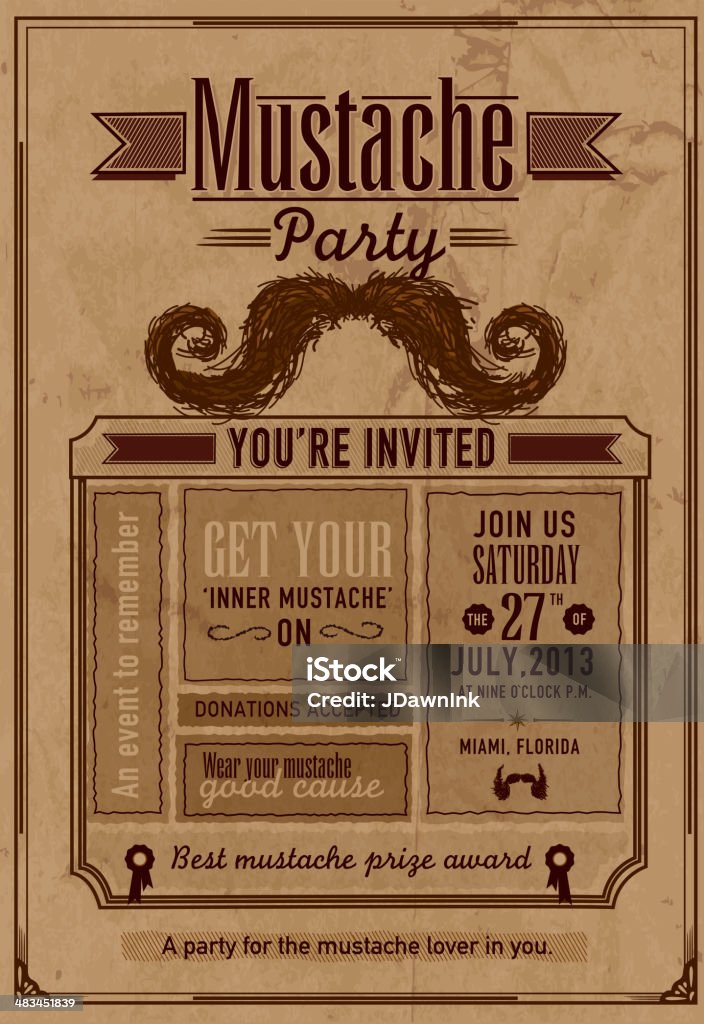 Bigode festa de comemoração do modelo de design de convite - Vetor de Movember royalty-free