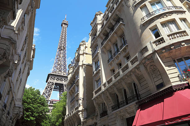 istock Street view on Eiffel tower in Paris, France 483451976