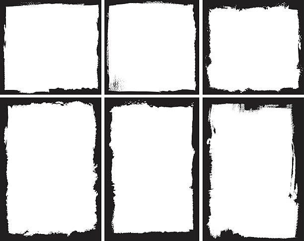 Grunge frames Set of square and rectangular textured frames paint borders stock illustrations