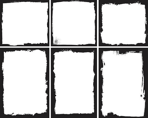 Grunge frames Set of square and rectangular textured frames white paint brush stock illustrations