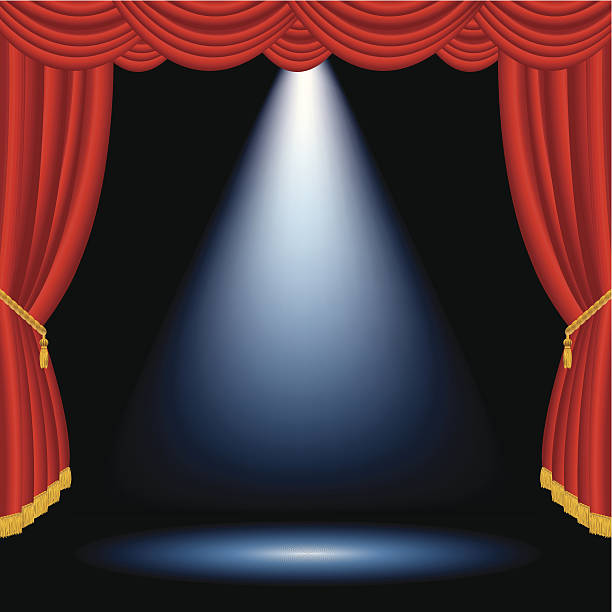 블루 spot 단계 - theatrical performance stage theater broadway curtain stock illustrations