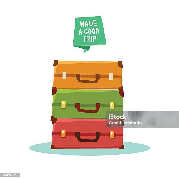 Luggage Suitcases Backpacks Packages And Ribbon Have A Good Trip Stock Illustration - Download Image Now